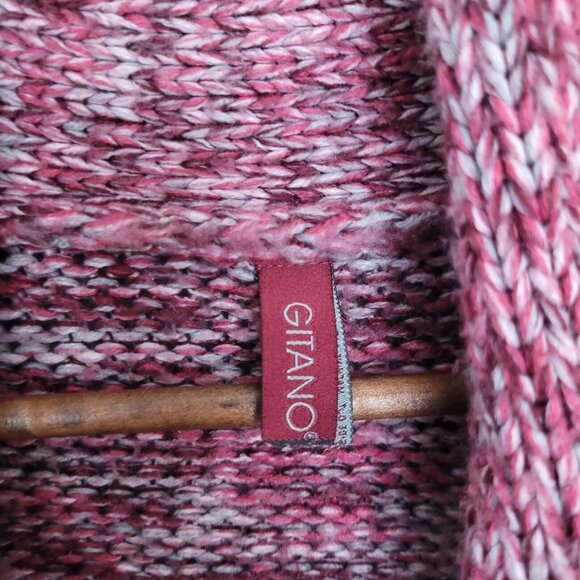 Gitano Womens Cowl Neck Knit Cardigan Size Large Red Bell Sleeve - Picture 3 of 7